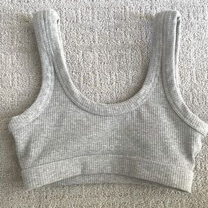 ALO RIBBED XS HEATHER GREY SPORTS BRA